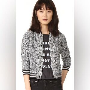 R13 shrunken quilted roadie jacket silk‎ leopard